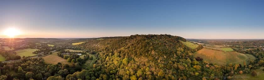 Dorking Surrey Box Hill from drone