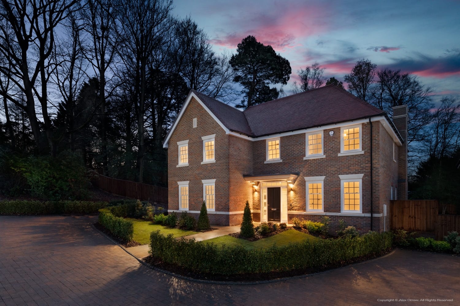 twilight architecture photography of residential home